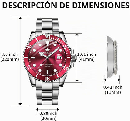 OLEVS Relojes de lujo para hombres grandes de acero inoxidable resi...
