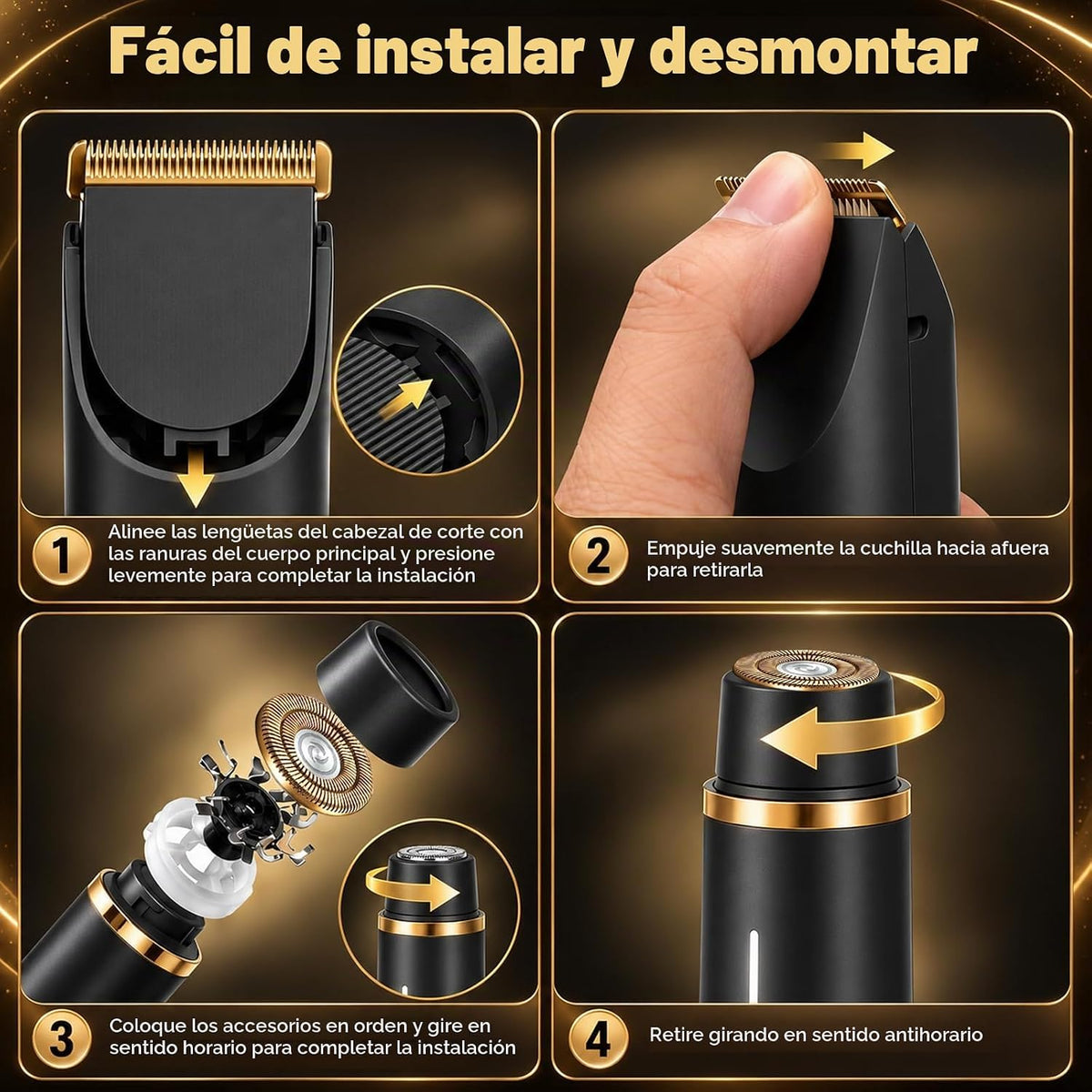 Afeitadora eléctrica impermeable 2 en 1 para mujer, color negro | D...