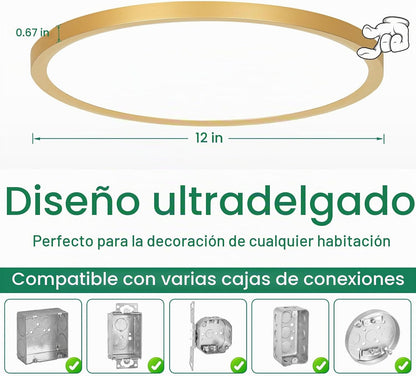 Brightever Lámpara de techo LED de montaje empotrado de 12 pulgadas...