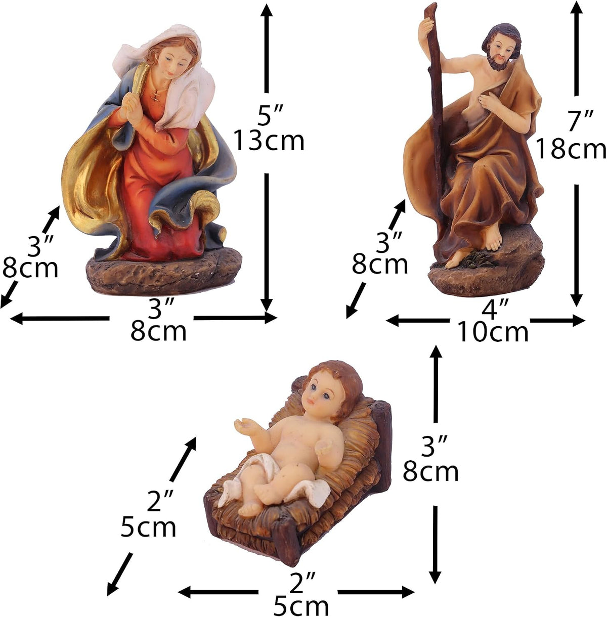 Zayton Juego de belenes de Navidad con figuras de 8 pulgadas, 11 pi...