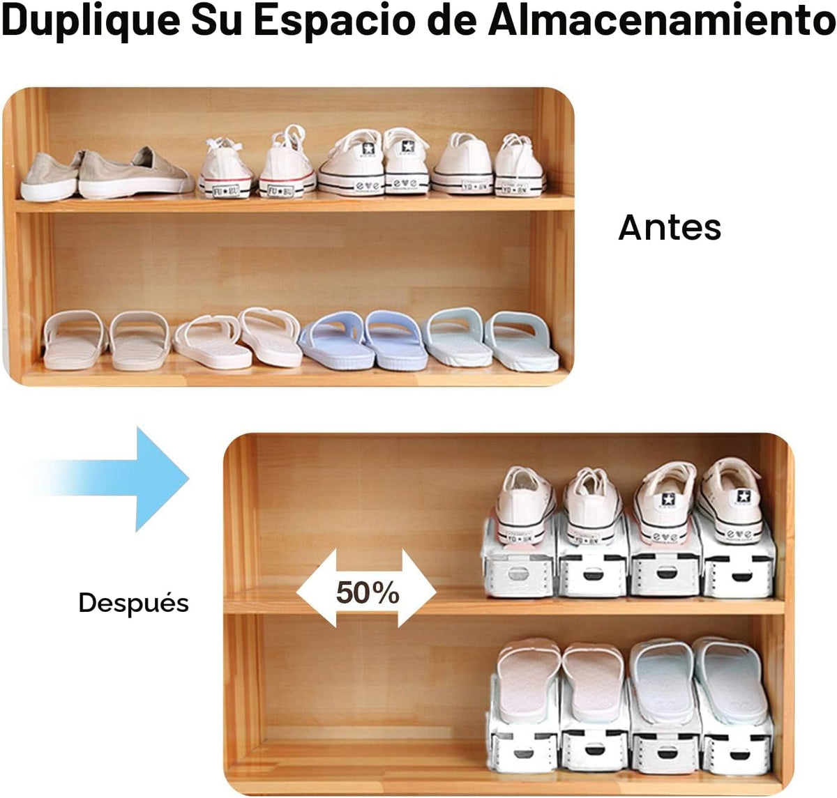 Neprock Organizador de ranuras para zapatos, paquete de 40 estantes...