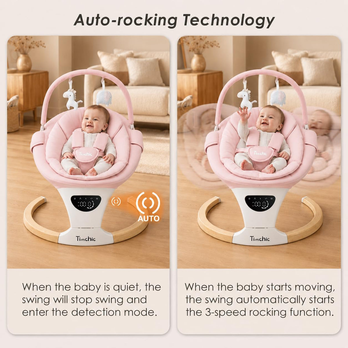 TimChic - Columpio para bebé con balanceo automático, 5 movimientos...