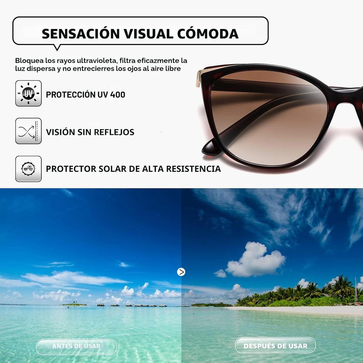 Colrea Gafas de Sol Modernas con Forma de Ojo de Gato para Mujer, E...