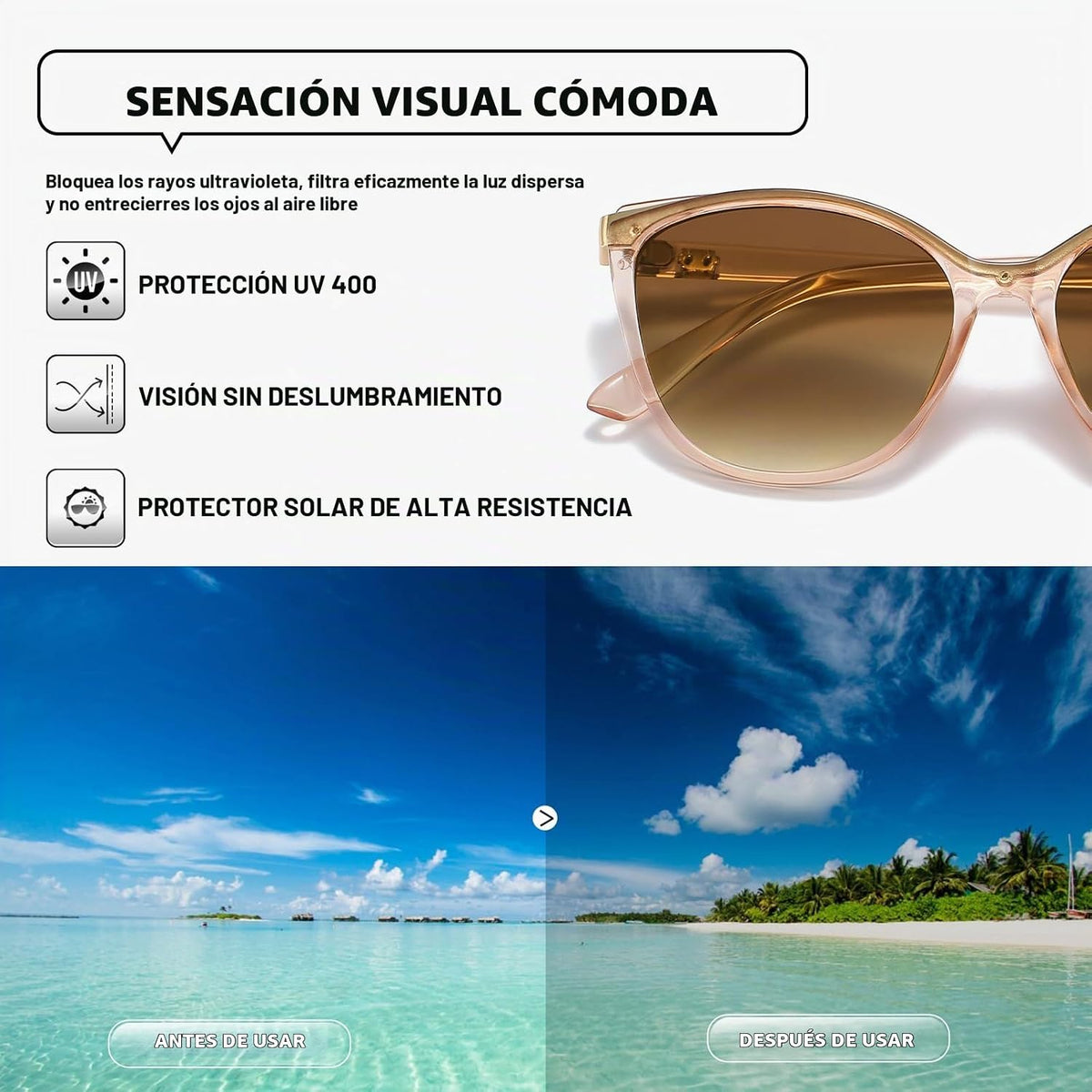 Colrea Gafas de Sol Modernas con Forma de Ojo de Gato para Mujer, E...