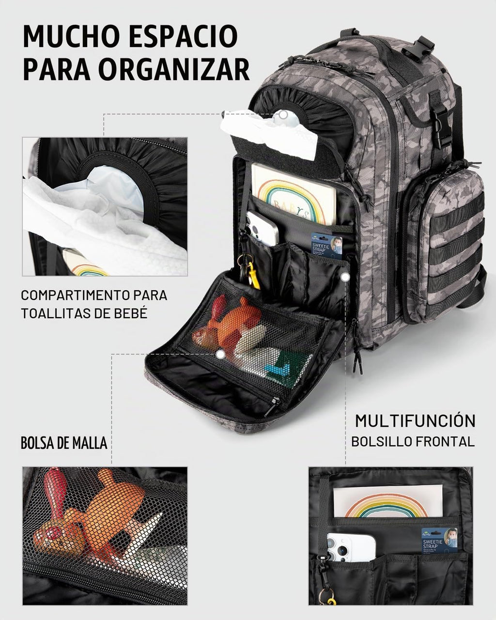 Dinictis Mochila para pañales para papá con cambiador de pañales |...