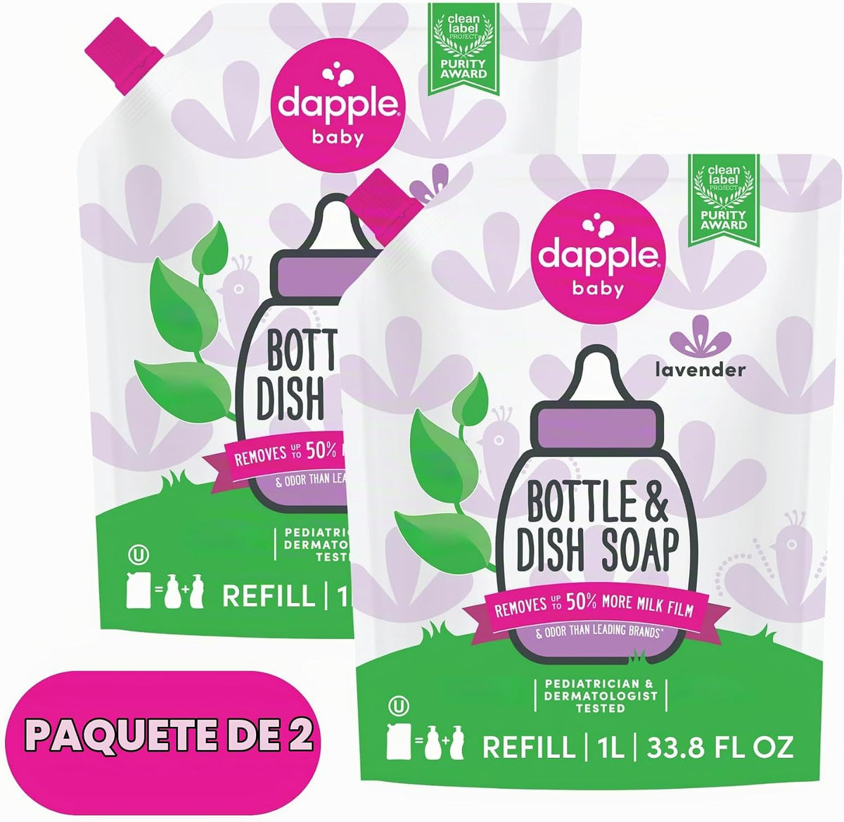 Dapple Bolsa de repuesto para biberones y platos de lavanda para be...