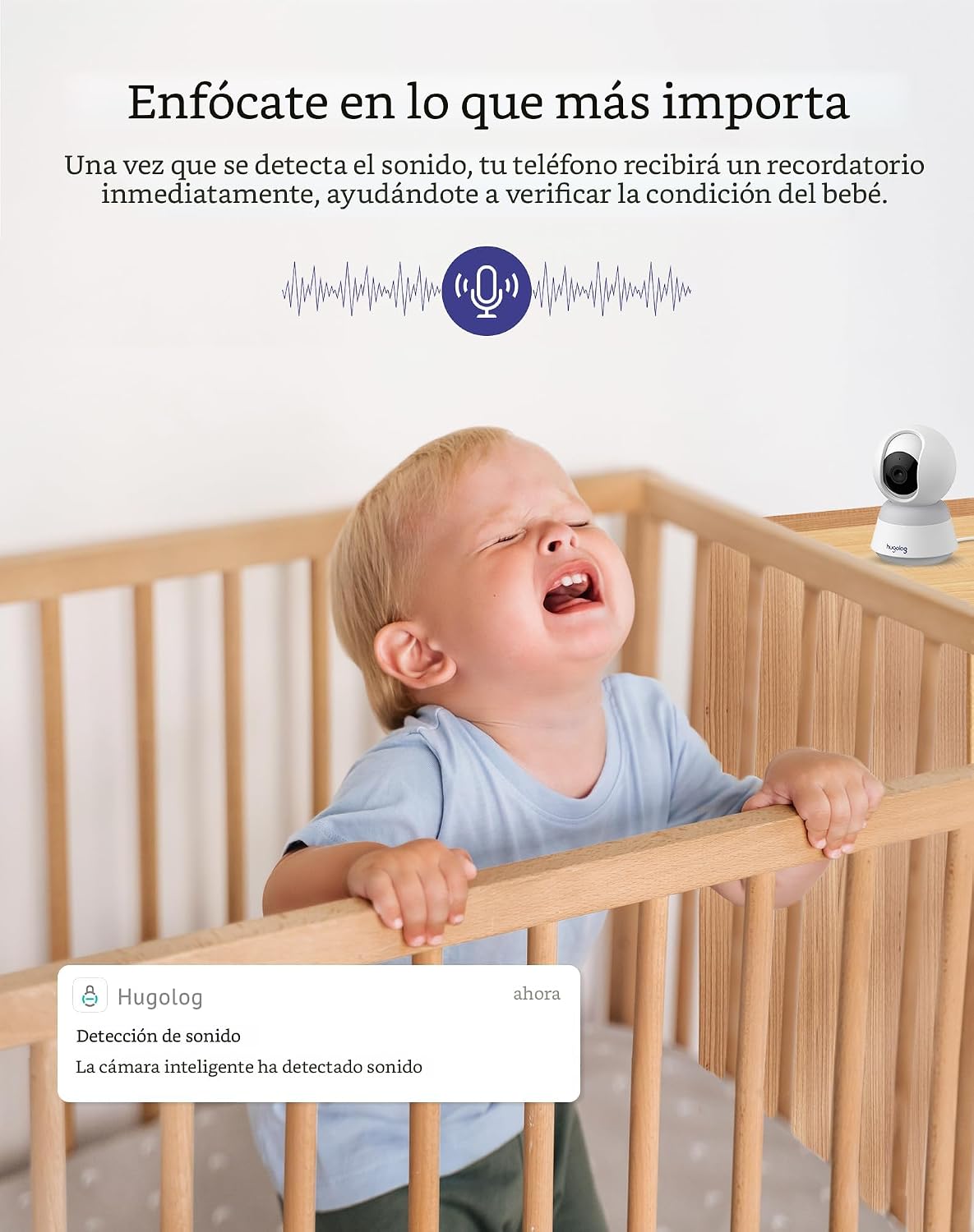 Hugolog - Cámara de seguridad para interiores de 3K 5MP con inclina...