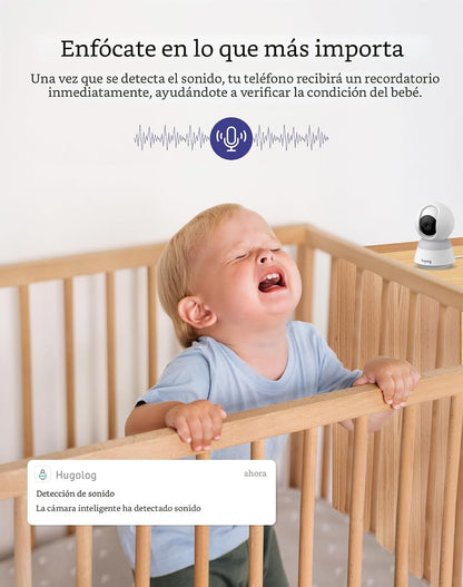 Hugolog - Cámara de seguridad para interiores de 3K 5MP con inclina...