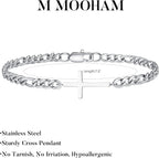 M MOOHAM Pulsera de cruz chapada en oro\/plata de 14 quilates para...