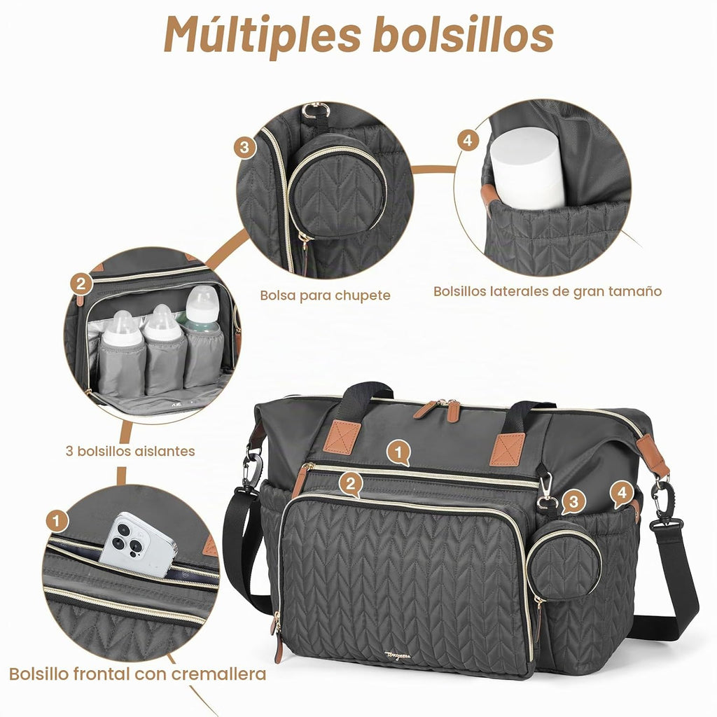 Tonyeee Bolsa Tote de Pañales, Bolsas Grandes para Pañales de Bebé...