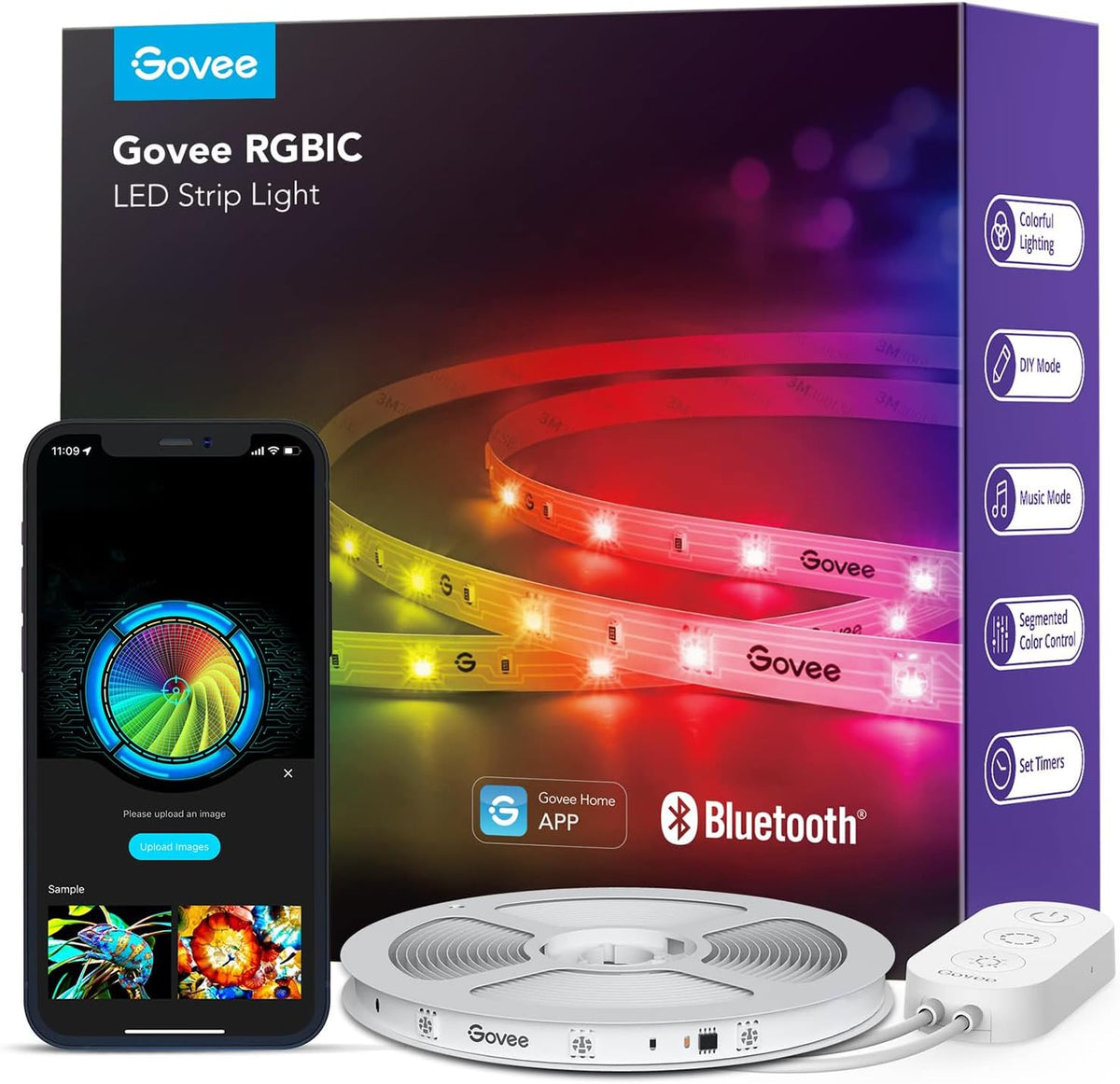 Govee RGBIC - Tira de luces LED inteligentes de 32.8 pies para dorm...
