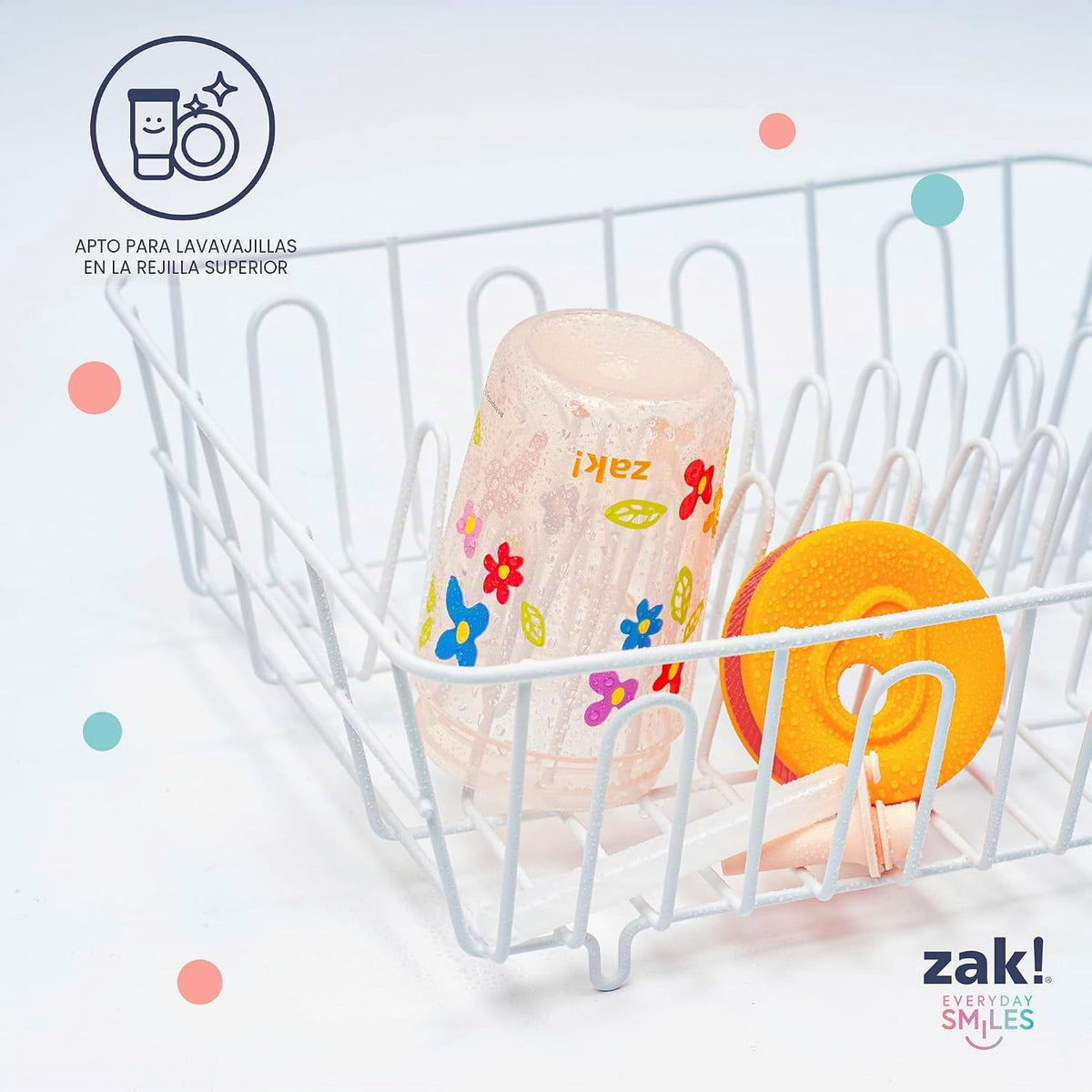 Zak Designs Ms. Rachel Kelso Vasos con pajita para niños pequeños a...
