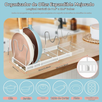 ROOHUA Estante organizador de tapas de ollas y sartenes para debajo...
