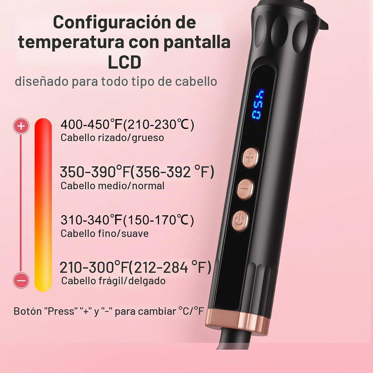 Rizador de 3 barriles, herramienta de crimpadora de cabello de 1 pu...