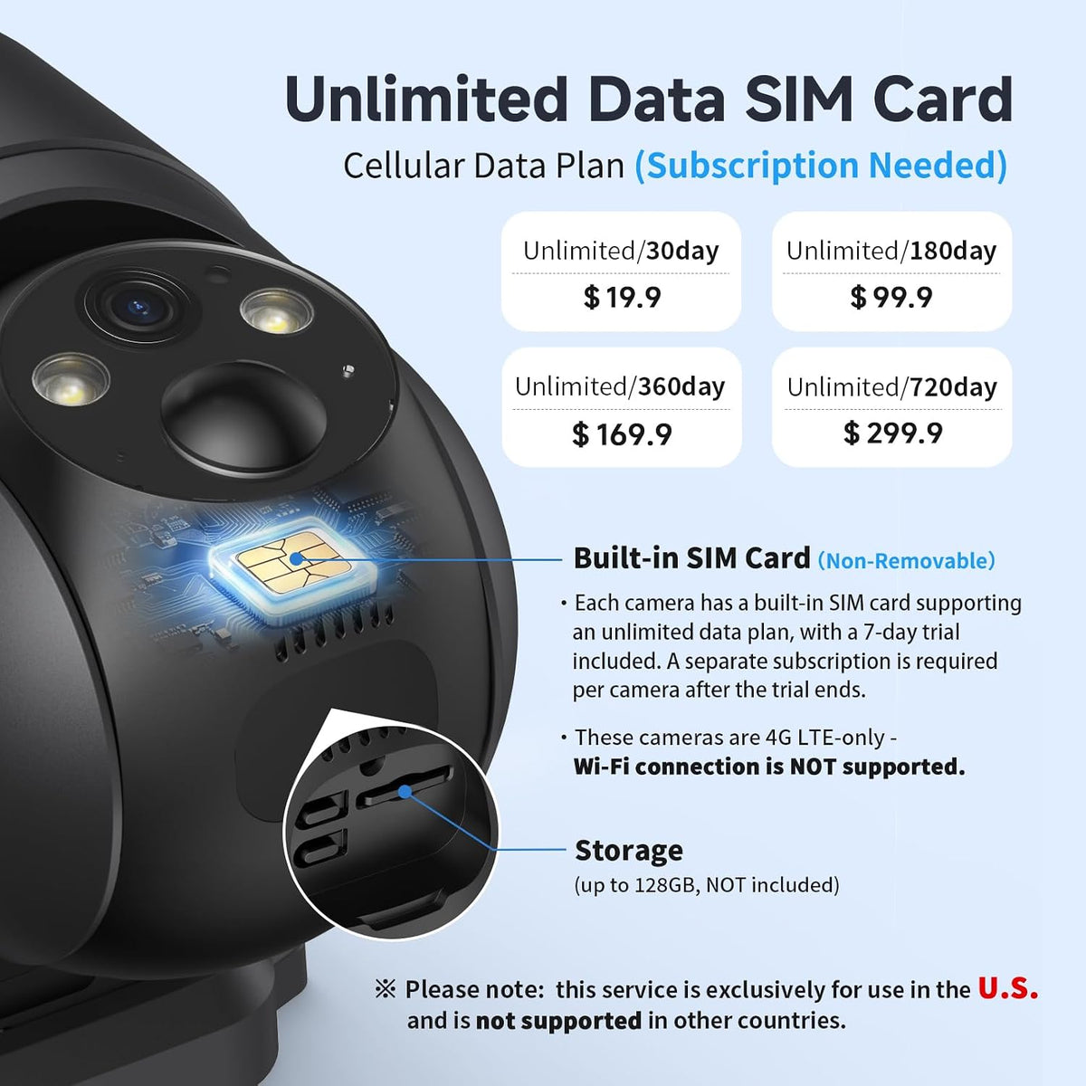 Oculview Paquete de 2 cámaras de seguridad celular 4G LTE, fácil de...