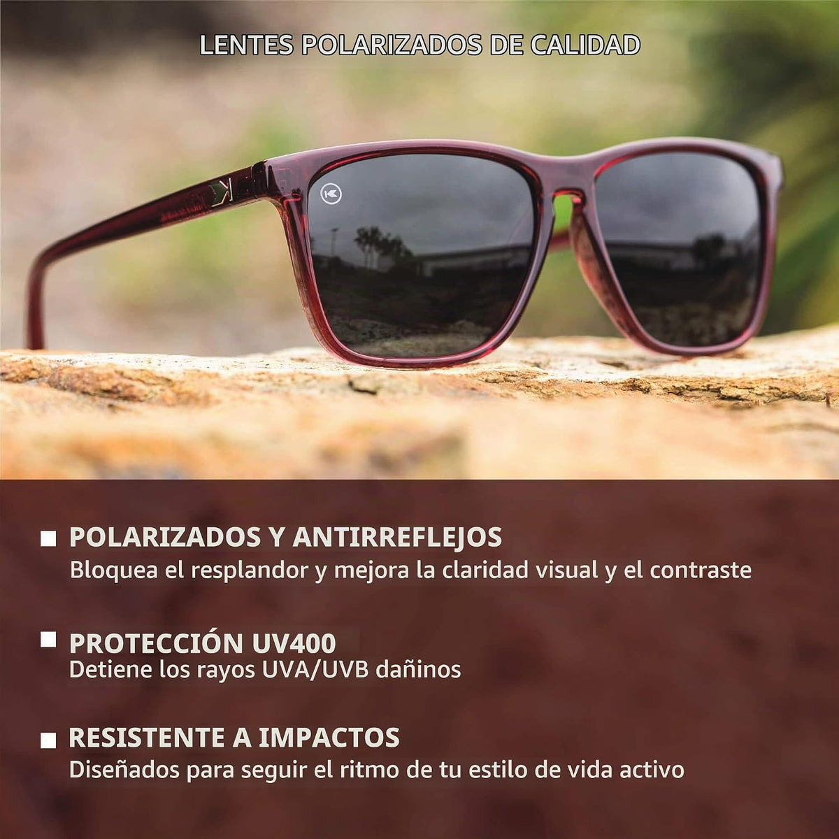 Knockaround Gafas de sol polarizadas cuadradas para hombres y mujer...
