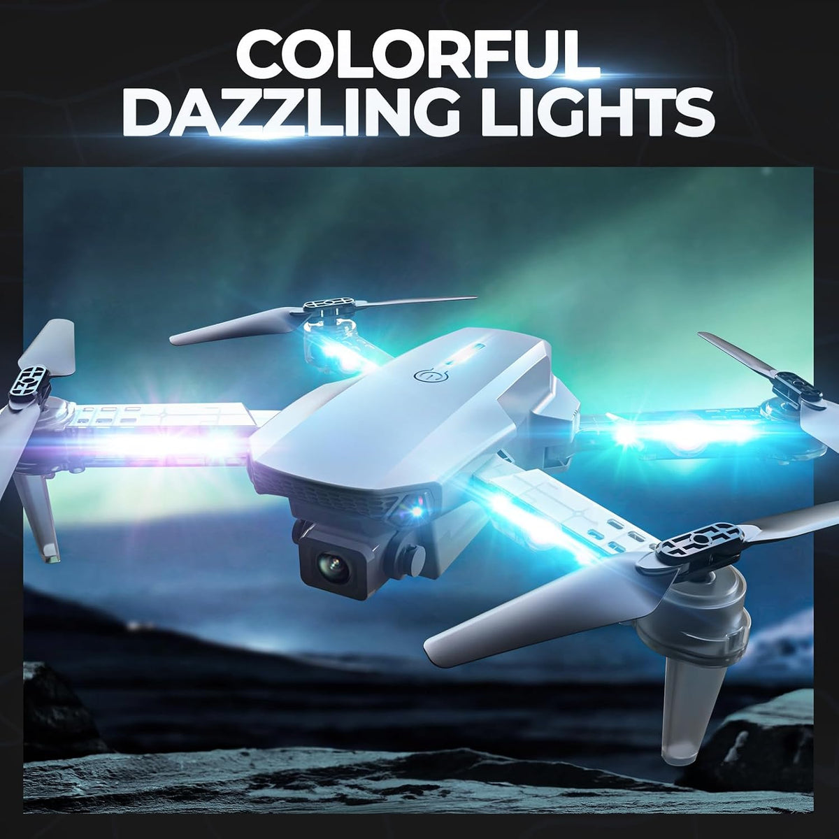 BEZGAR Drone con luces LED para adultos y niños principiantes, blan...