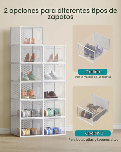 SONGMICS Cajas de zapatos, caja de plástico transparente, paquete d...