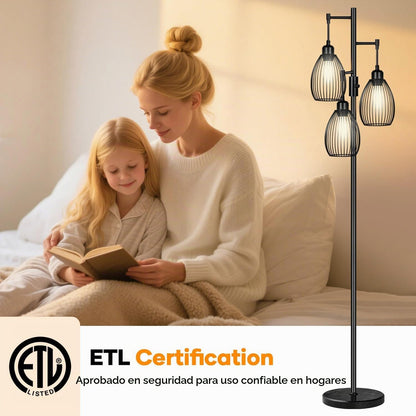 Lámpara de pie regulable, 3 bombillas LED de 800LM incluidas, lámpa...