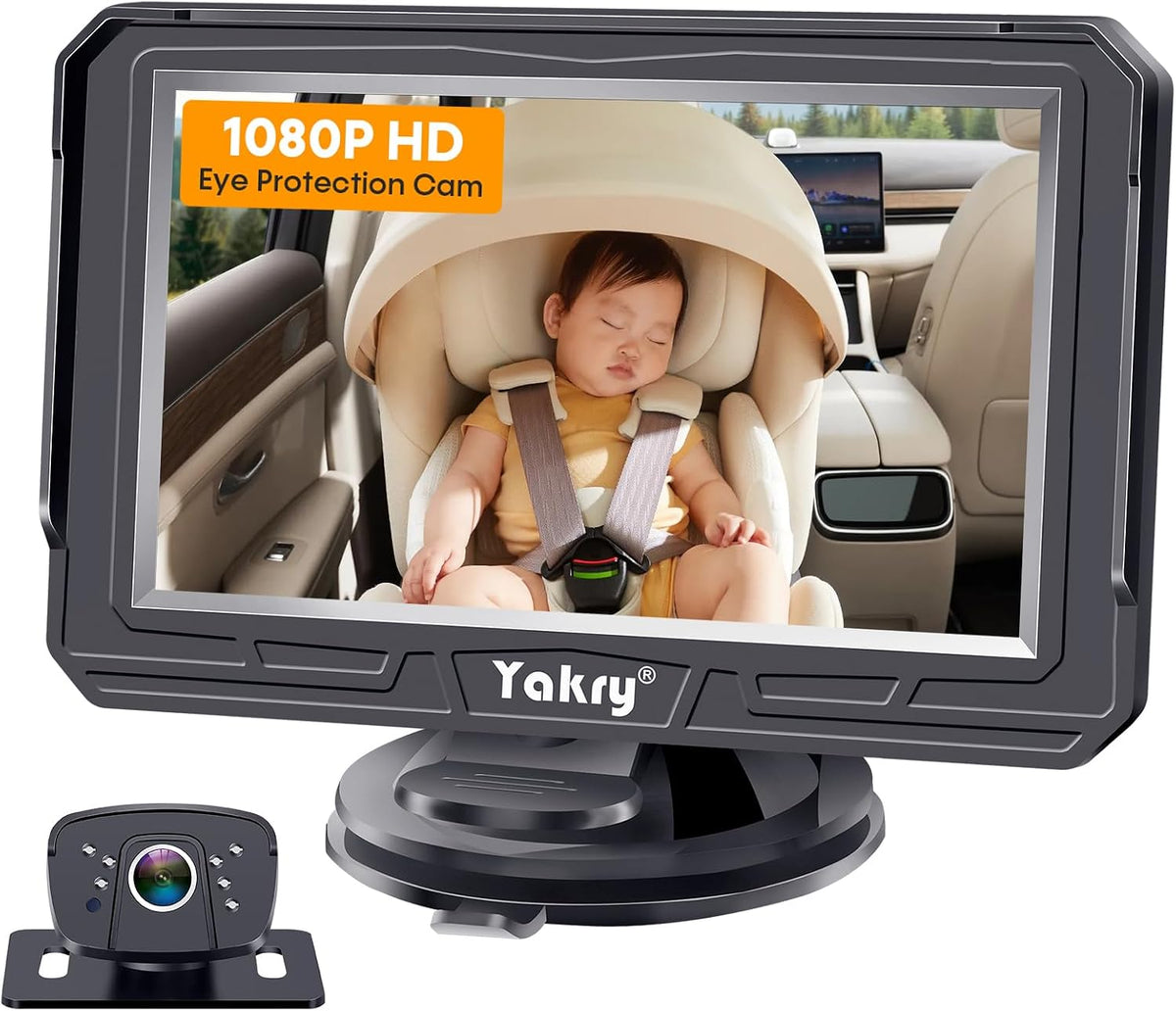 Yakry Cámara de coche de bebé para asiento trasero - HD 1080P, gran...