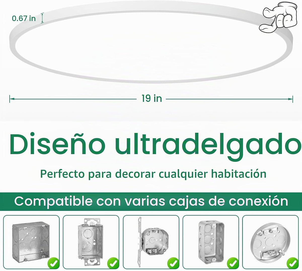 Brightever Lámpara de techo de montaje empotrado grande regulable d...