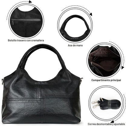 KOGTLA Bolsos de cuero vegano para mujer con correa de bandolera de...