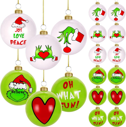 Decoraciones navideñas, juego de 12 adornos navideños verdes y blan...