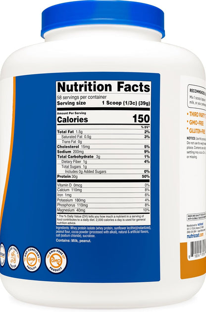 Nutricost Polvo aislado de proteína de suero (mantequilla de maní y...