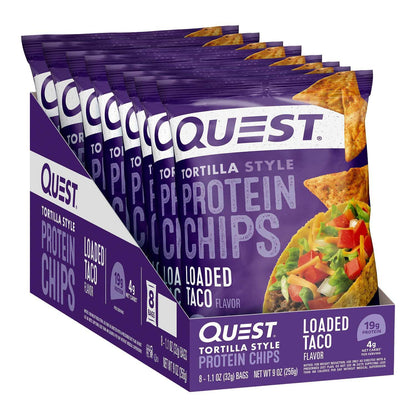Quest Nutrition Tortilla Style Protein Chips, Taco cargado, bajo en...