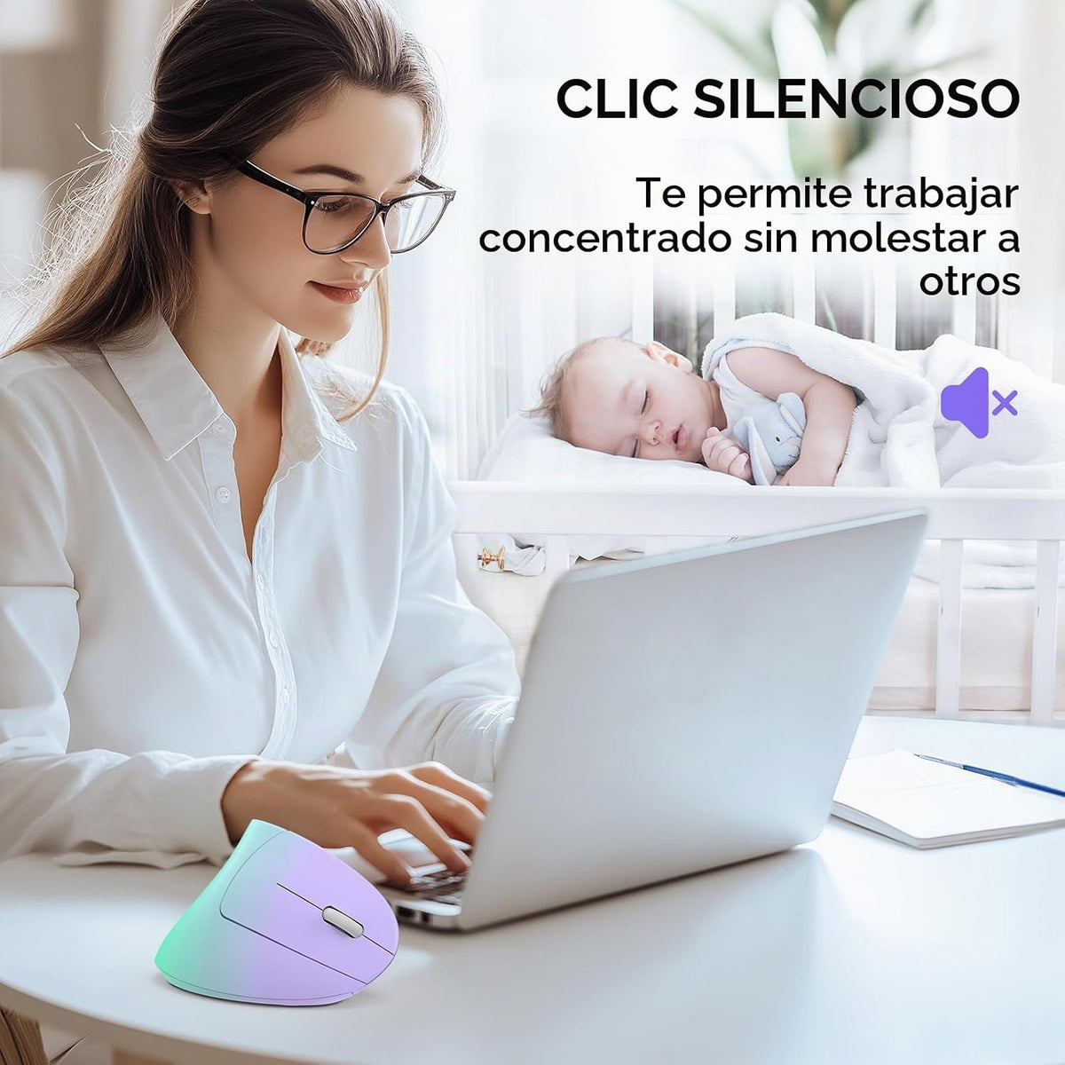 TECKNET Ratón ergonómico, 4800 DPI inalámbrico Bluetooth vertical,...