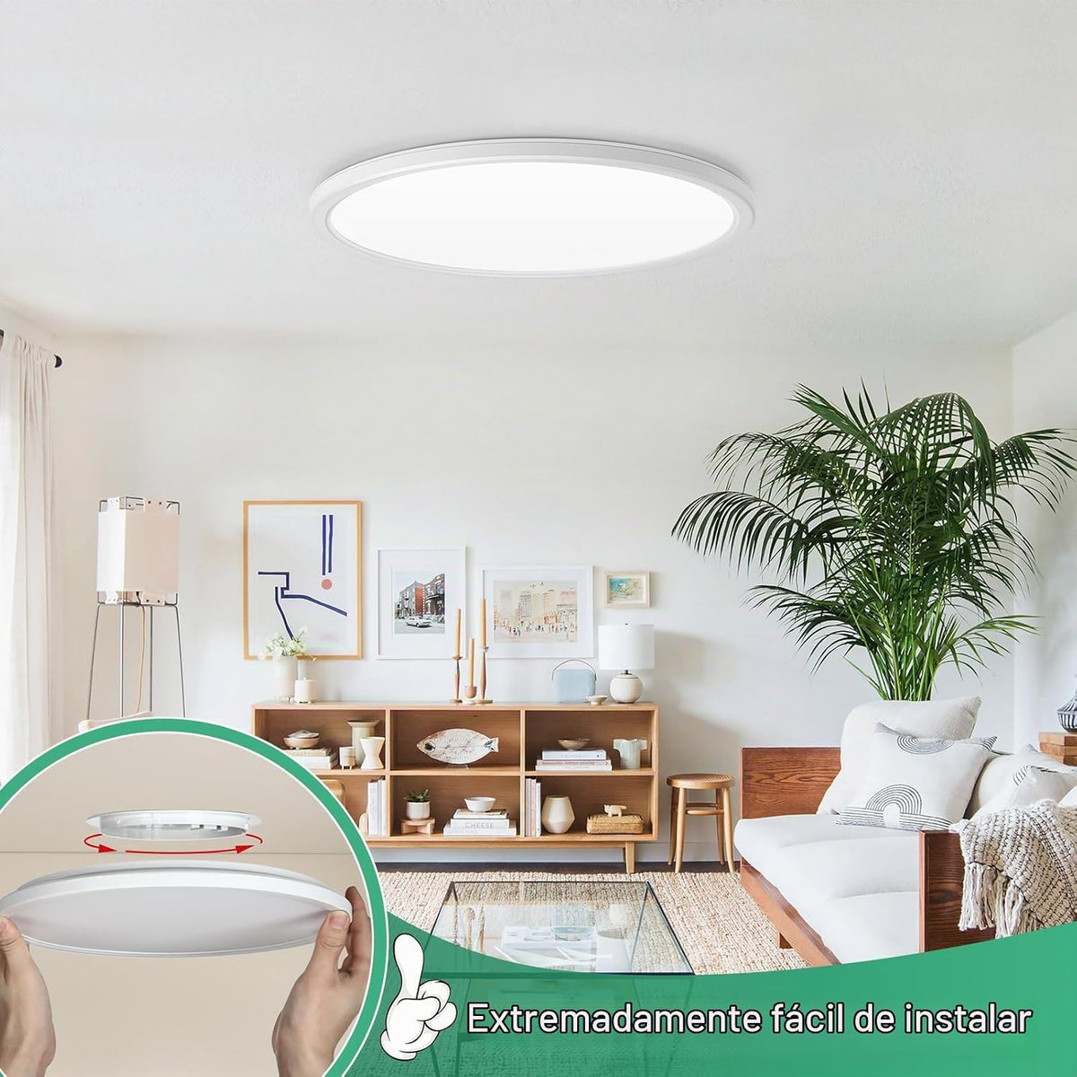 Brightever Lámpara de techo empotrada grande regulable de 15 pulgad...