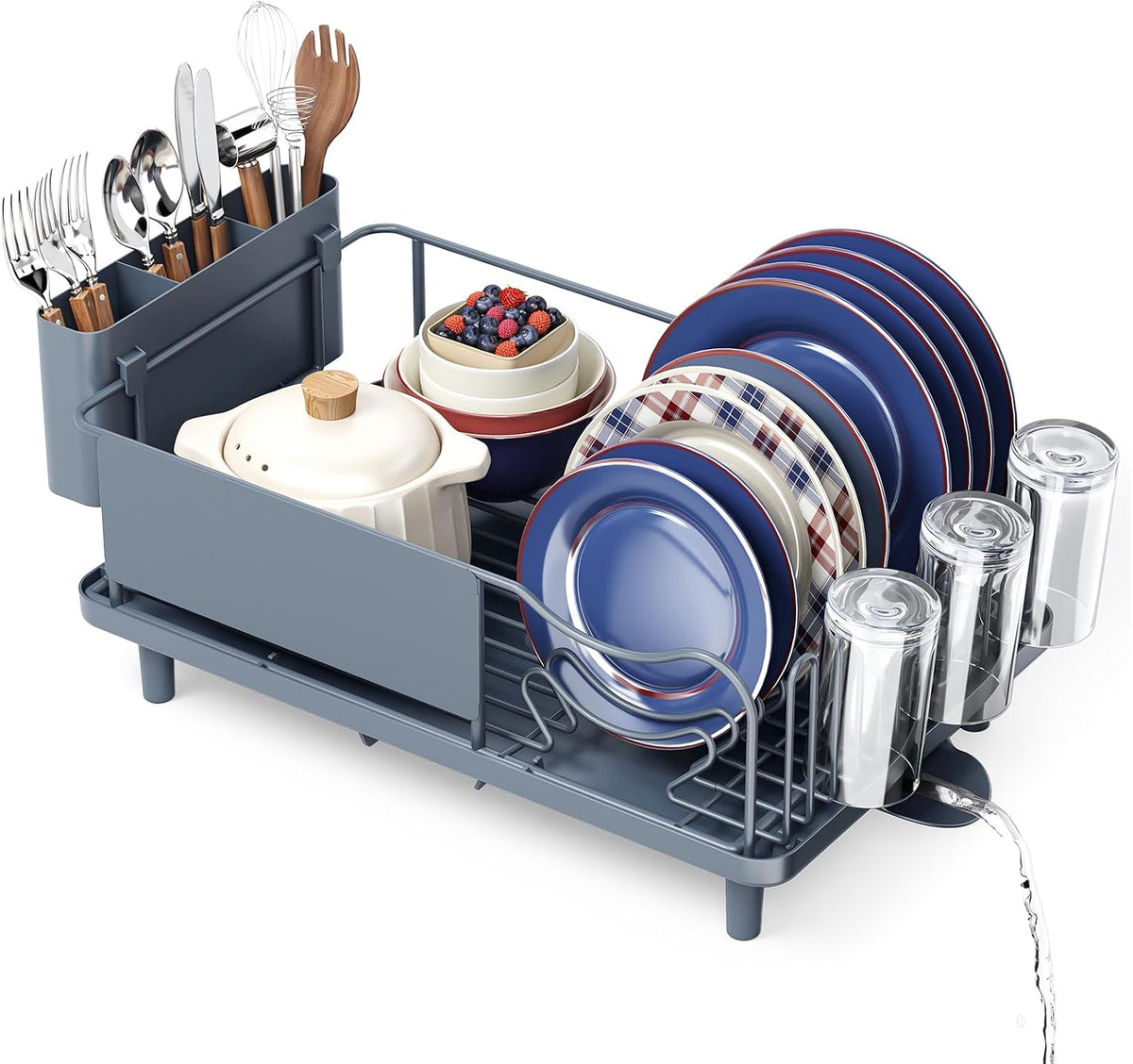 KINGRACK Escurridor de platos para encimera de cocina, escurridor d...