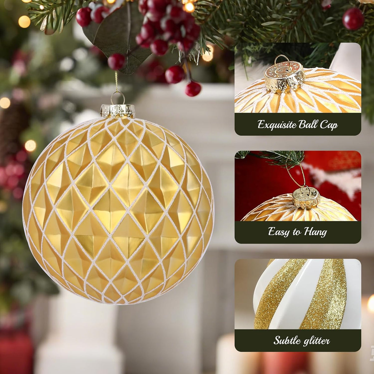Alupssuc - Bolas de Navidad grandes de 6 pulgadas, 4 unidades | Ado...