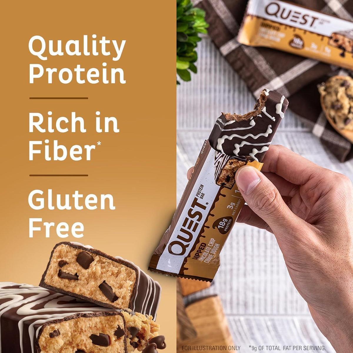 Quest Nutrition - Barras de proteína de masa de galletas con chispa...