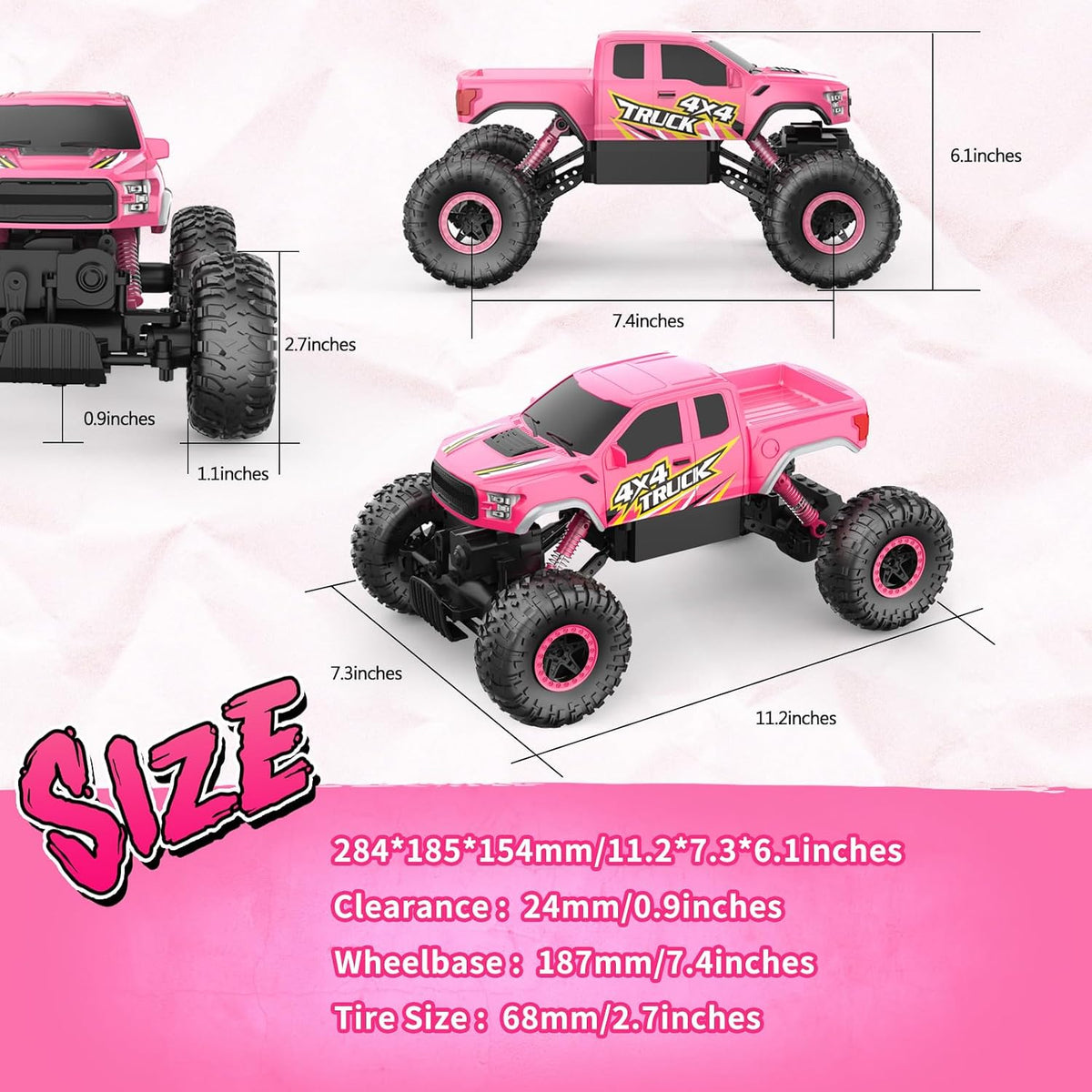 Double E Raptor F150 RC Car 4WD 2 Motors Monster Trucks para niñas,...