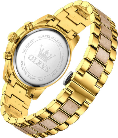 OLEVS Relojes de pulsera analógicos de cuarzo para hombre, cronógra...
