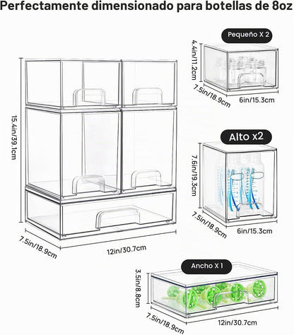 Vtopmart Juego de 5 cajones de almacenamiento apilables transparent...