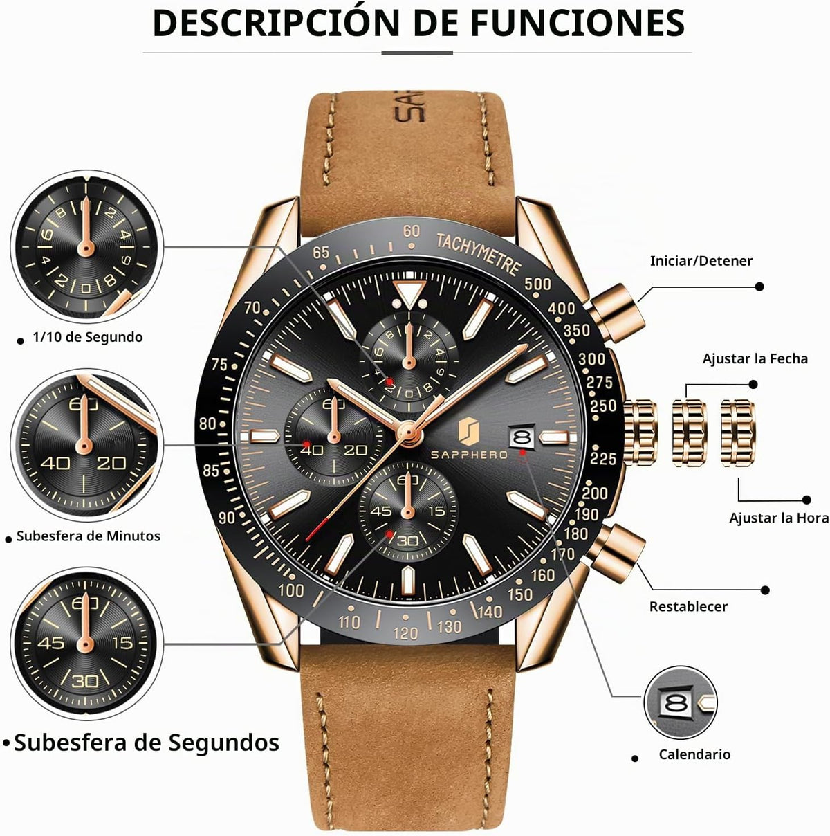 BENYAR Reloj para hombre analógico cronógrafo de cuarzo, impermeabl...
