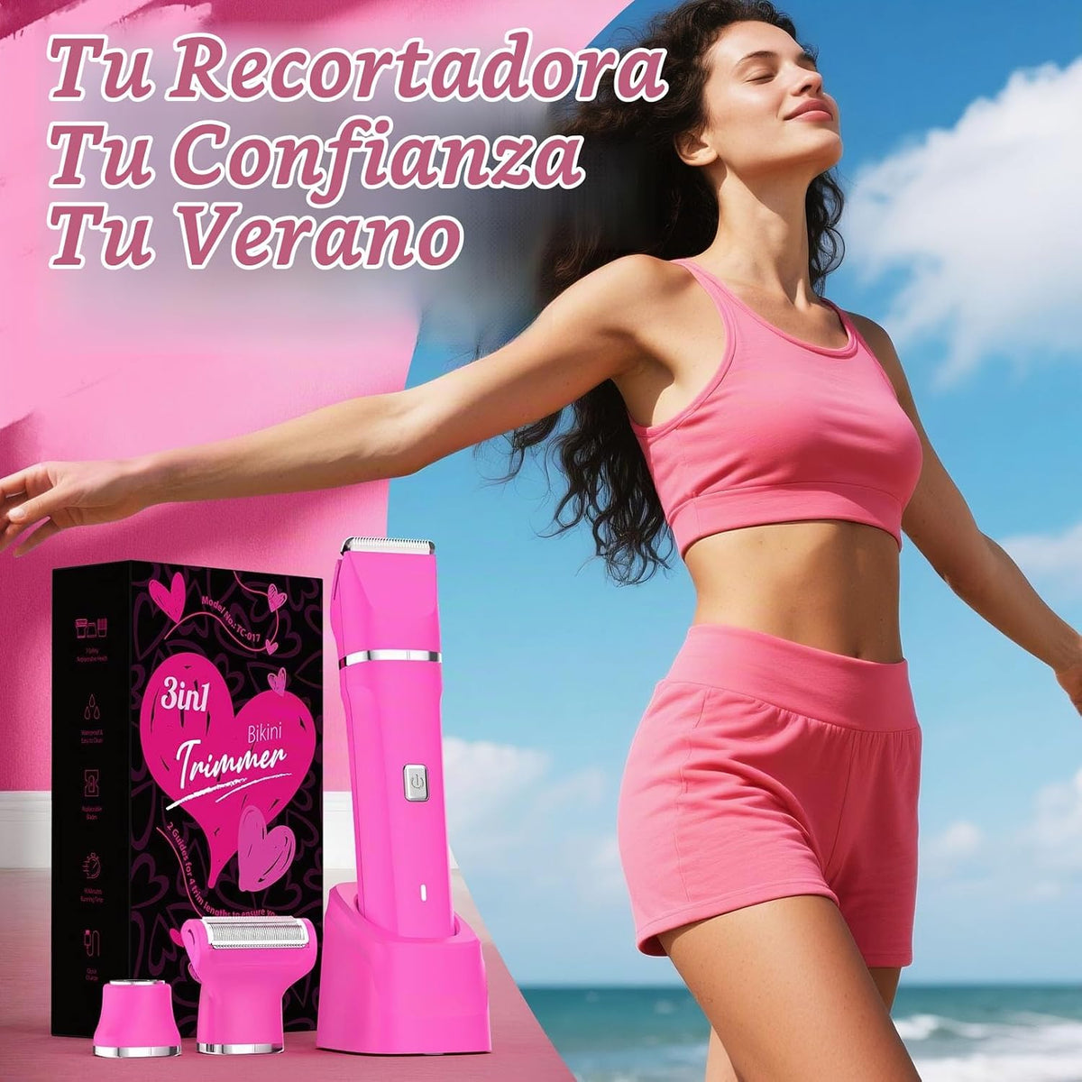 Risina Recortadora de bikini 3 en 1 para mujer, Afeitadora eléctric...