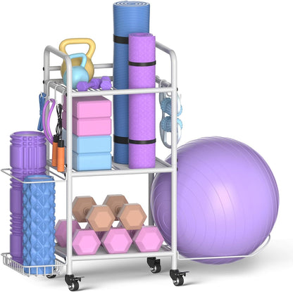 Estante de almacenamiento para gimnasio en casa, organizador de alm...