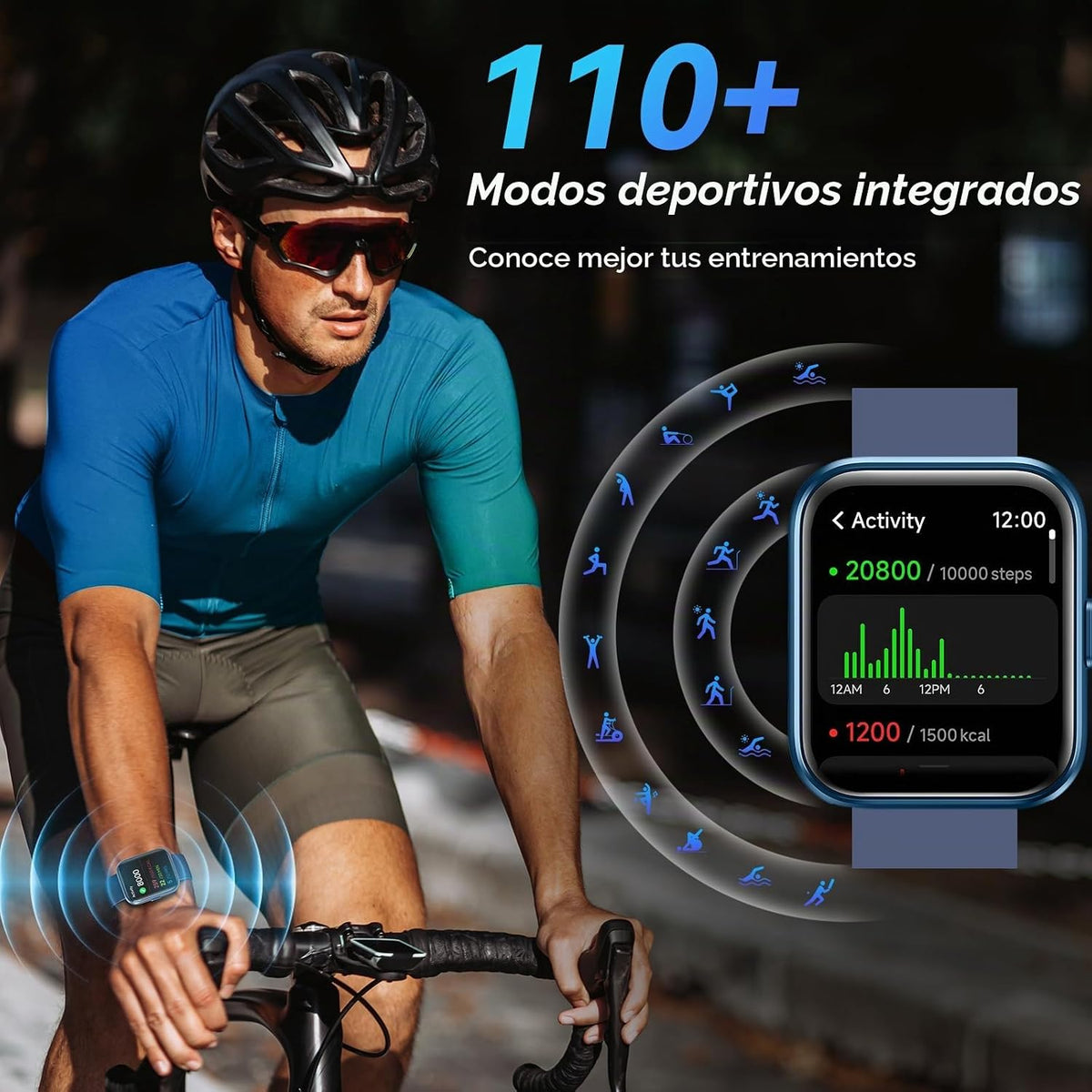 Fitpolo Relojes inteligentes para hombres\/mujeres, 1.8'' c...