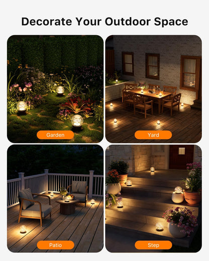 GVSHINE Paquete de 8 luces LED de cristal agrietado de color blanco...