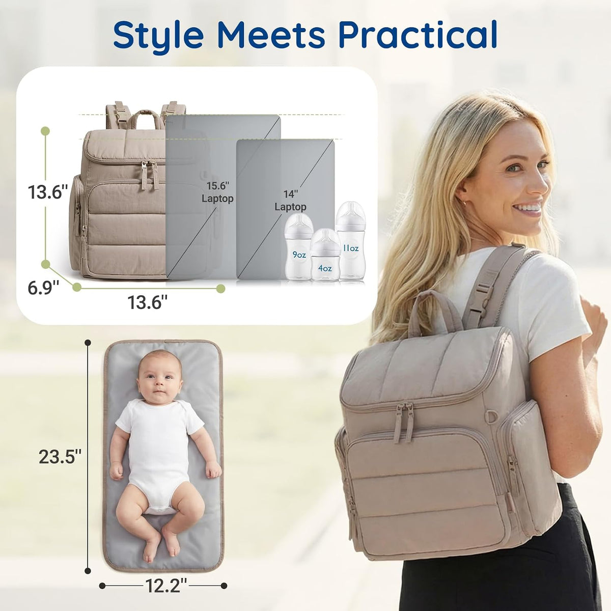 mommore Mochila para pañales, bolsa de bebé, mochila para pañales |...