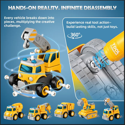 Construction Hero - Robot transformador 5 en 1 y camión de juguete...