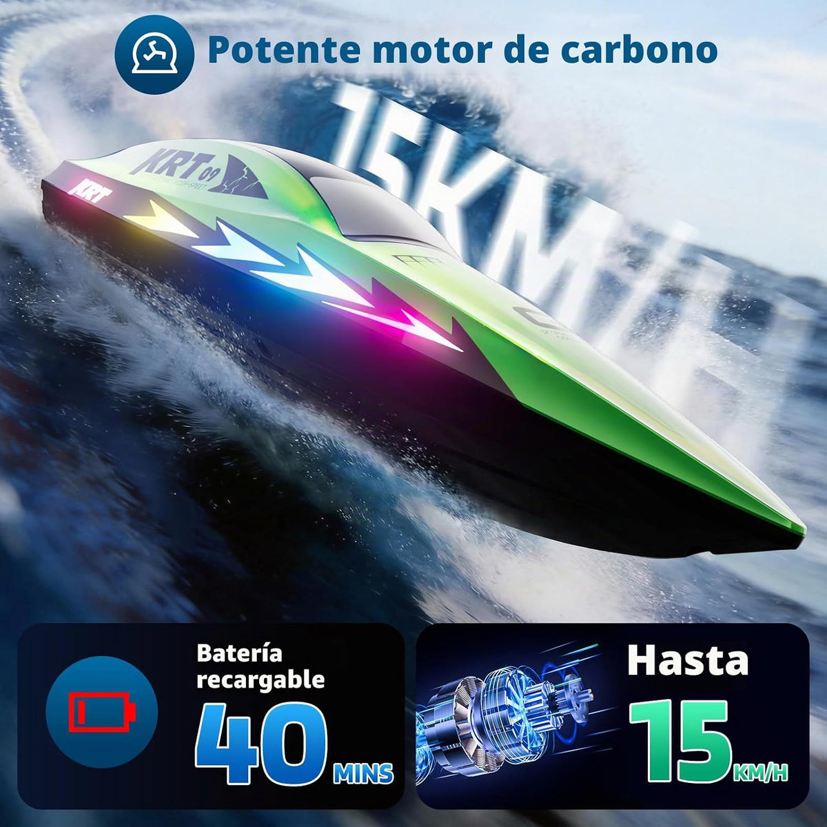 URNOONE Barco a control remoto para niños, barcos de control remoto...
