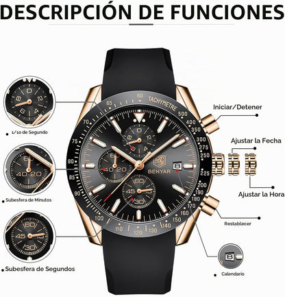 BENYAR Reloj para hombre analógico cronógrafo de cuarzo, impermeabl...