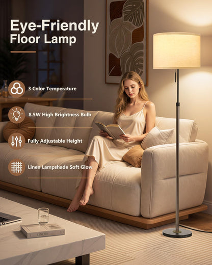 Ambimall Lámpara de pie moderna de altura ajustable, marrón y negro...