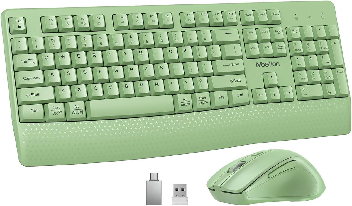 MEETION Combo de teclado y mouse inalámbricos, tamaño completo con...
