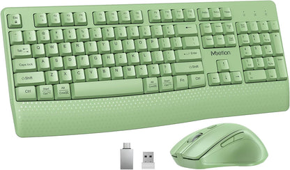 MEETION Combo de teclado y mouse inalámbricos, tamaño completo con...