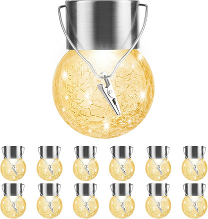 Paquete de 12 luces solares decorativas para exteriores, luces sola...